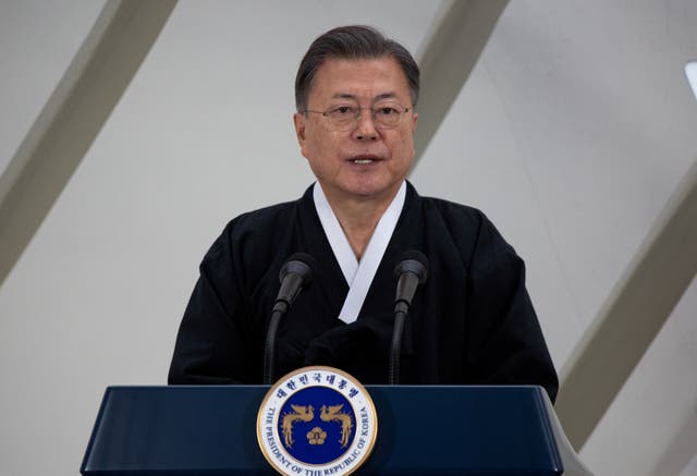 <p>File: South Korean then-president Moon Jae In in Seoul</p>
