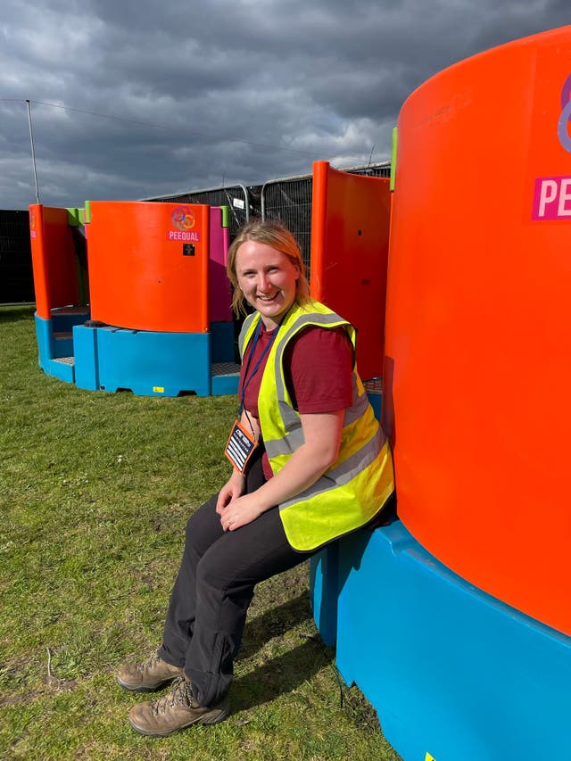 <p>Peequal co-founder Amber Probyn with some of her toilets</p>