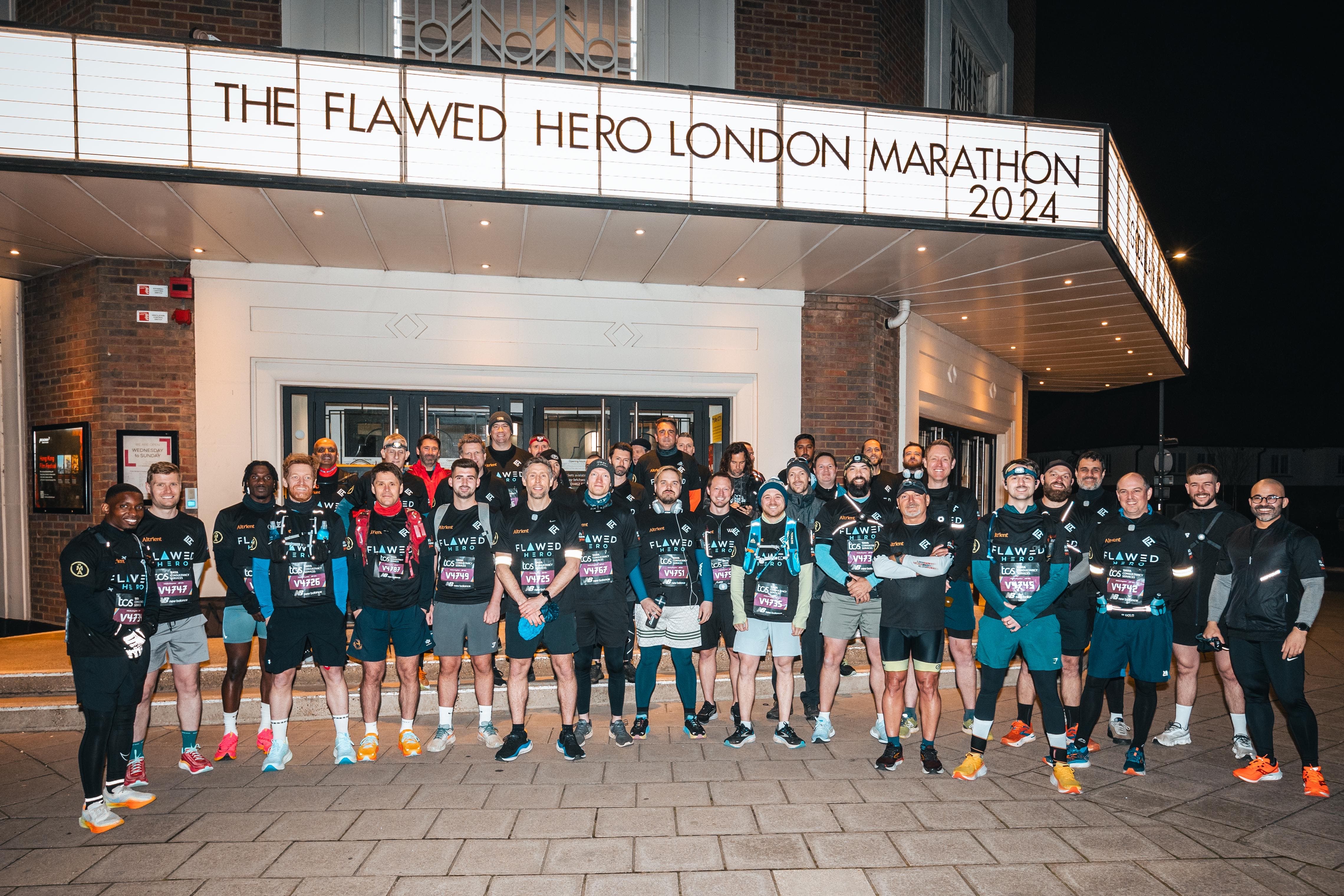 People at the starting point of the Flawed Hero Marathon in 2024 (Oliver Saville/PA)