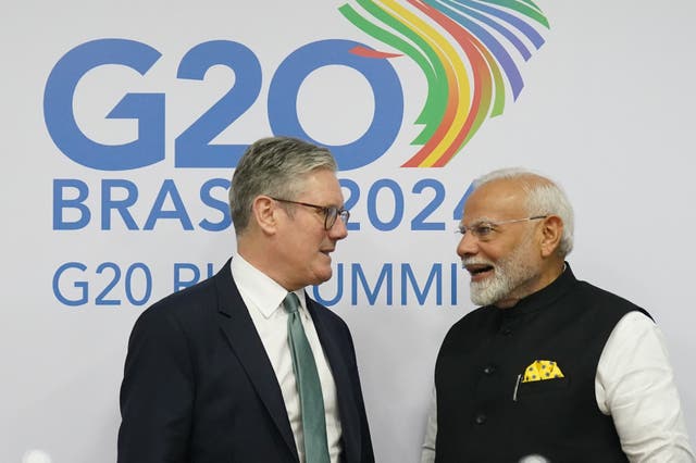<p>Sir Keir Starmer is set to sign a trade deal with Indian prime minister Narendra Modi (Stefan Rousseau/PA)</p>