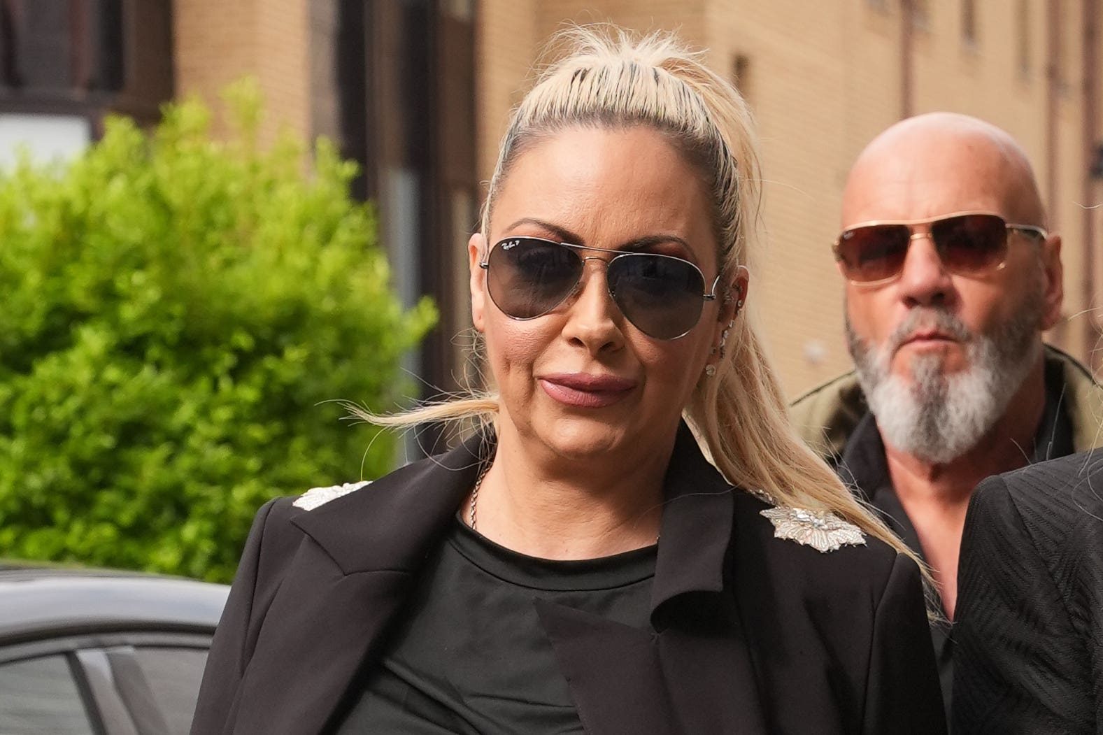 Former model Jodie Marsh arrives at Chelmsford Magistrates’ Court in Essex, where she is appealing against a decision by Uttlesford District Council to refuse an application to keep lemurs at her private sanctuary (Lucy North/PA)
