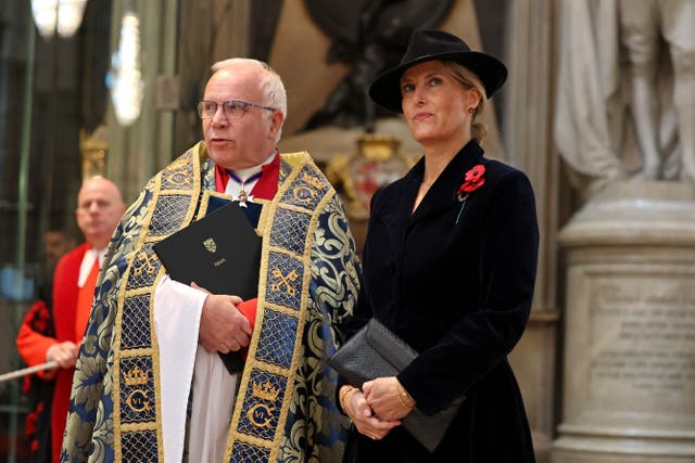 The Duchess of Edinburgh, with the Dean of Westminster, the Very Reverend Dr David Hoyle, at Westminster Abbey (Chris Jackson/PA)