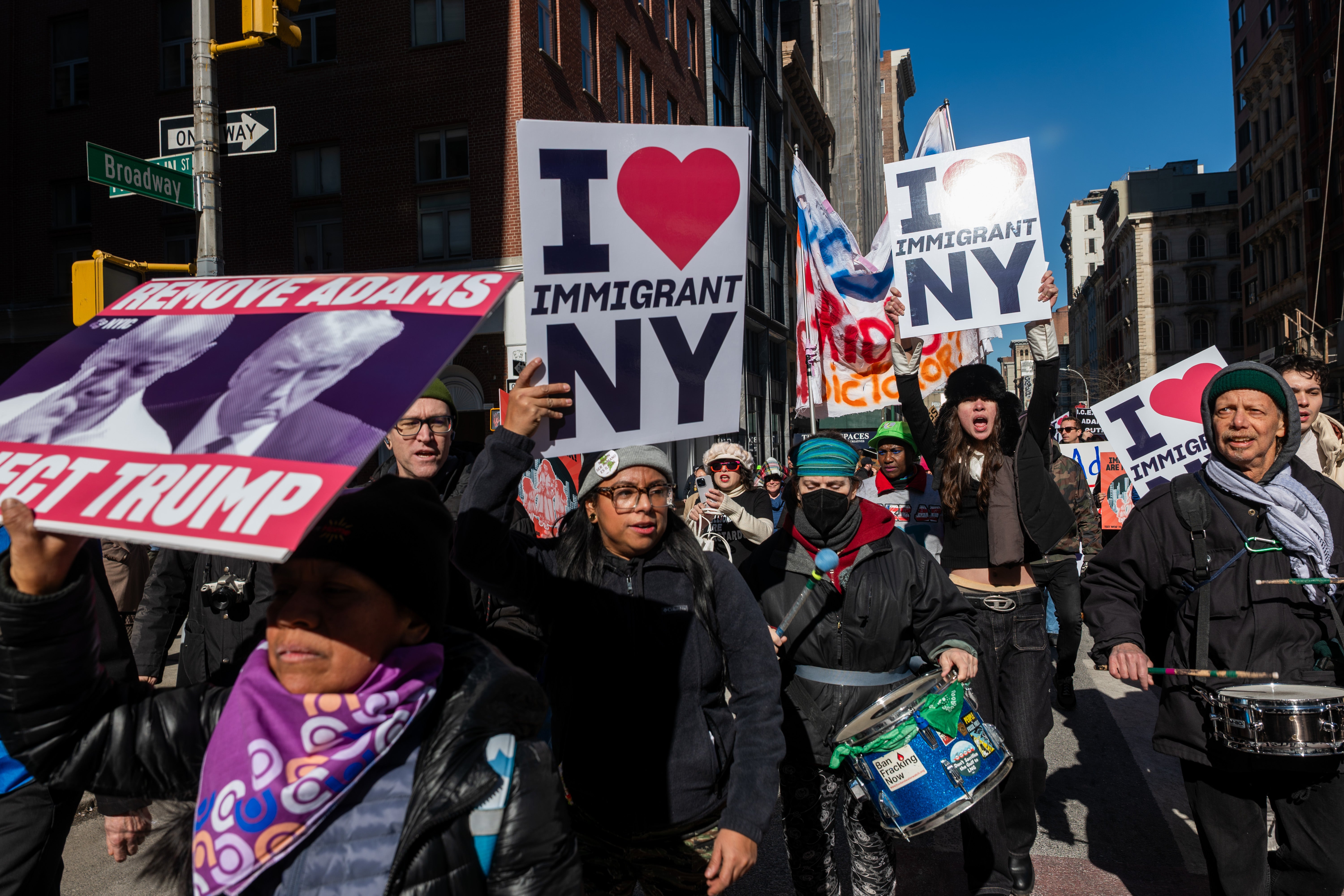 A growing number of migrant children are having to make immigration court appearances by themselves without the presence of an attorney, which lawyers warn will lead to more children getting deported. Protests took place across New York City in February against the Trump administration’s immigration crackdown.