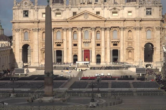 Mourners have queued to enter St Peter’s Basilica to view Pope Francis’s open coffin ahead of his funeral (PA)