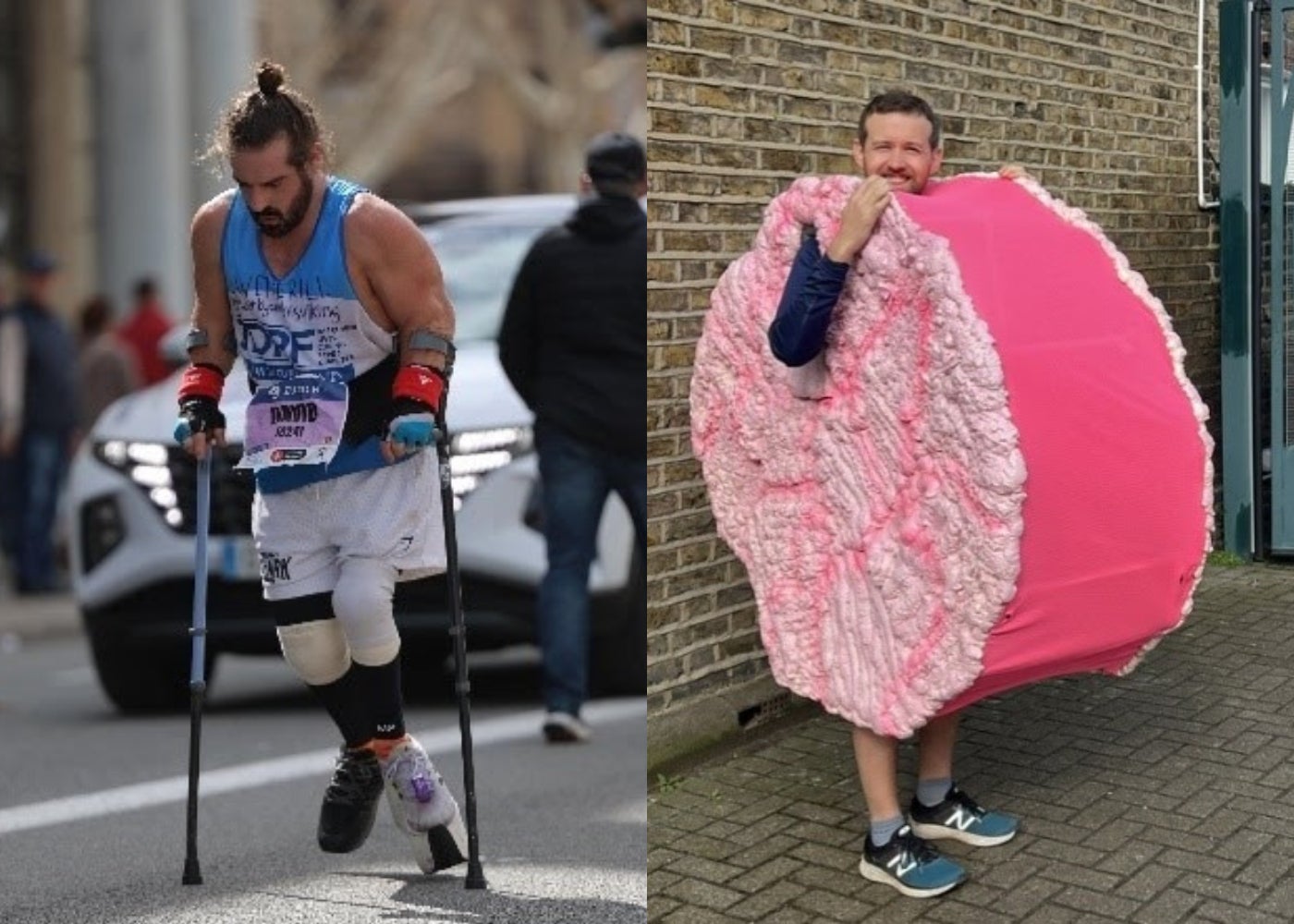 (from left to right) David Wetherill and Alex Paget who are attempting to break records at the London Marathon (Guinness World Records/PA)