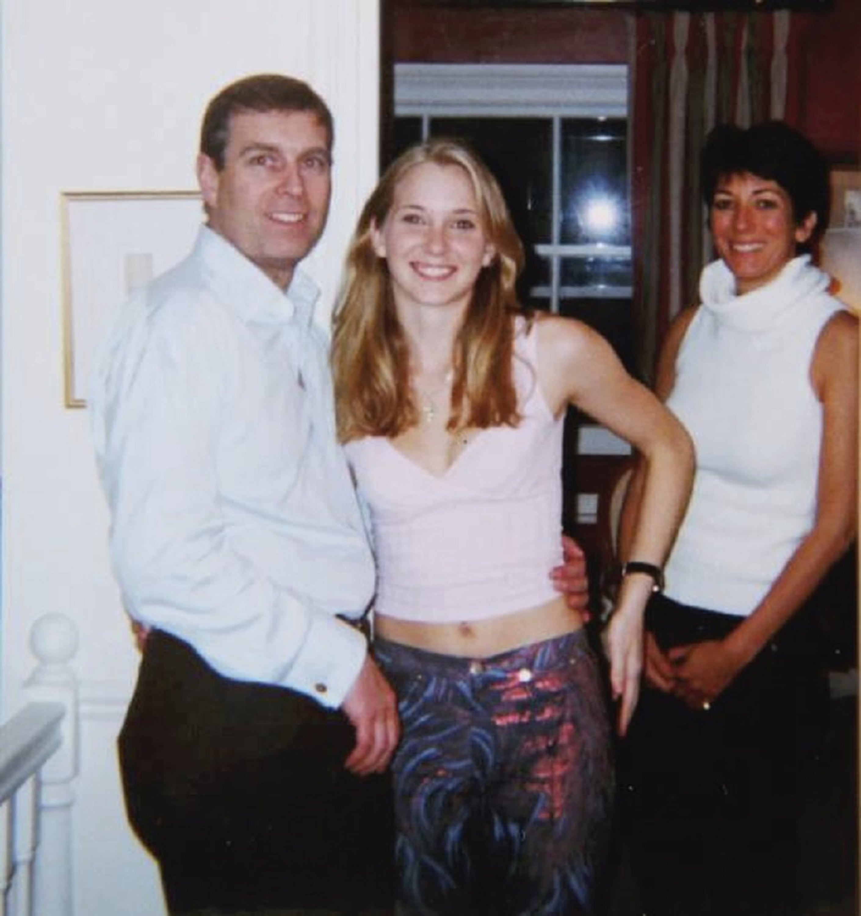 Virginia Giuffre stands with Prince Andrew and Ghislaine Maxwell. The 41-year-old provided key evidence that led to Maxwell’s conviction