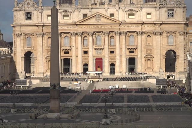 Mourners have queued to enter St Peter’s Basilica to view Pope Francis’s open coffin ahead of his funeral (PA)