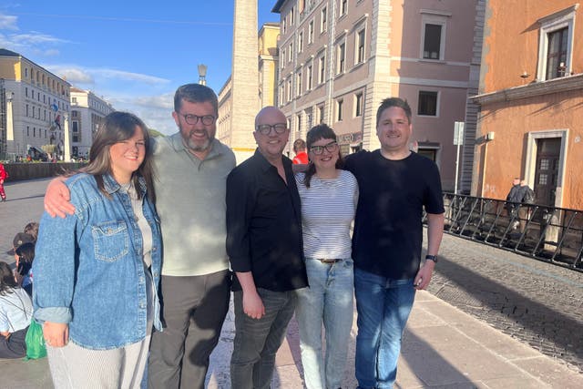 A group of friends from the UK and Ireland told of their need to be in Rome for the funeral of Pope Francis (Aine Fox/PA)