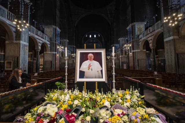 A photo of Pope Francis at Westminster Cathedral in central London (Jeff Moore/PA)
