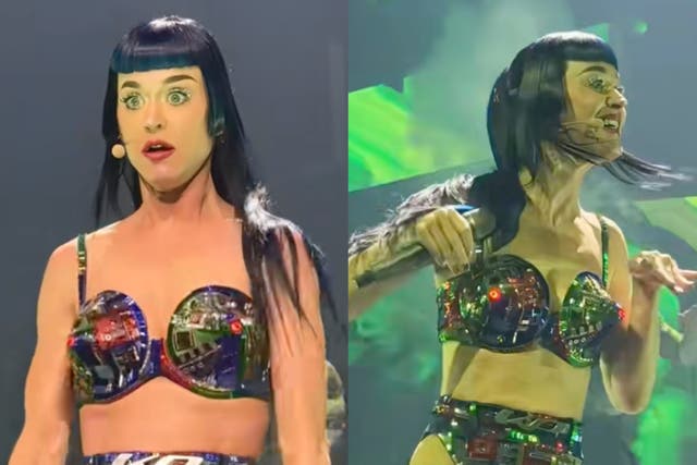 <p>Katy Perry dancing during opening night of the Lifetimes Tour</p>