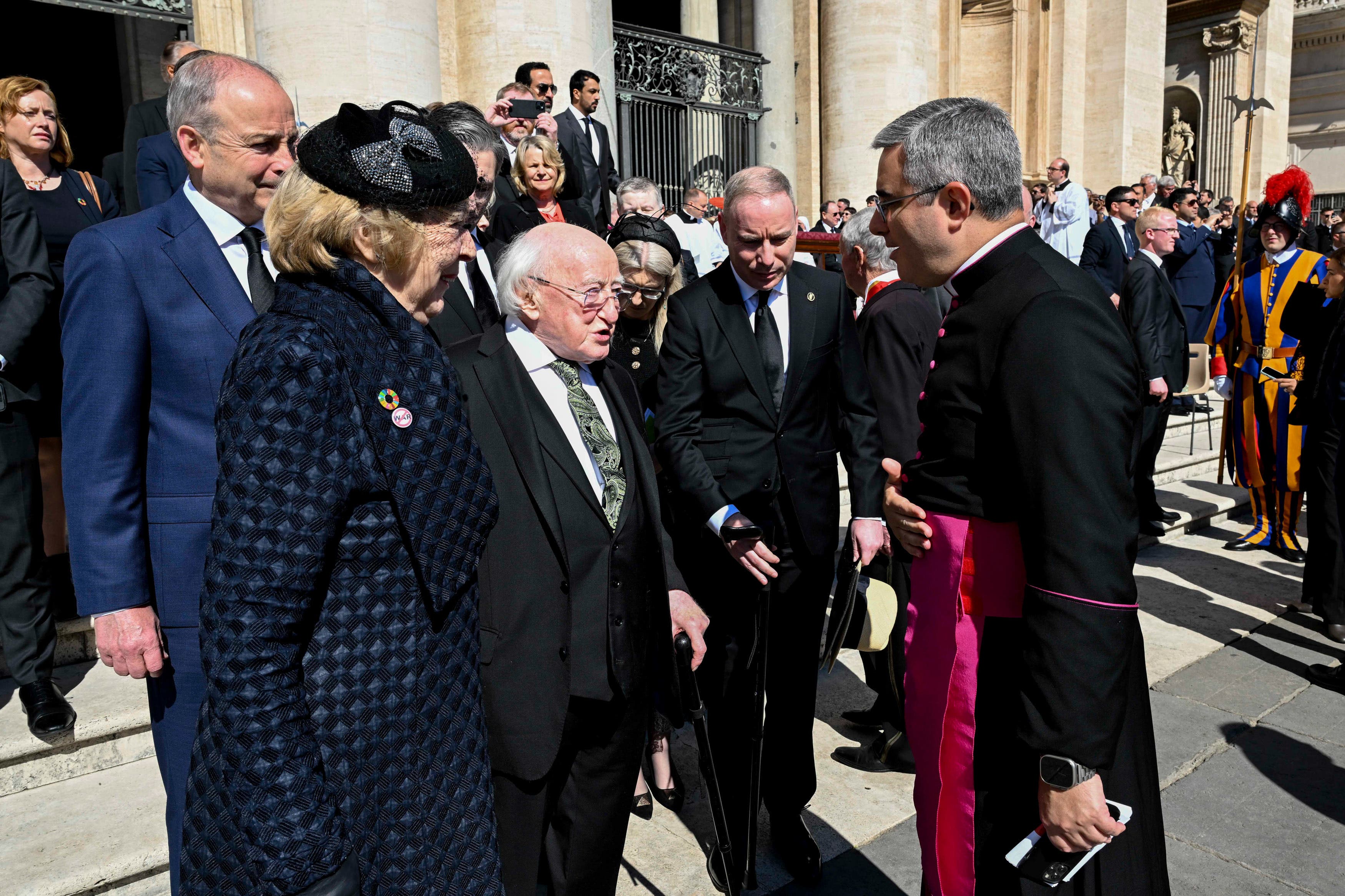 President Michael D Higgins, his wife Sabina, Taoiseach Micheal Martin and Tanaiste Simon Harris attend the funeral of Pope Francis in Vatican City (Simone Risoluti/Maxwells)