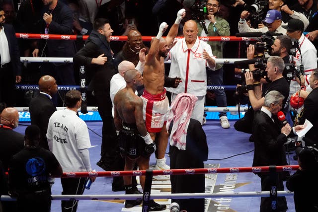 <p>Chris Eubank Jr celebrates his victory (Bradley Collyer/PA)</p>