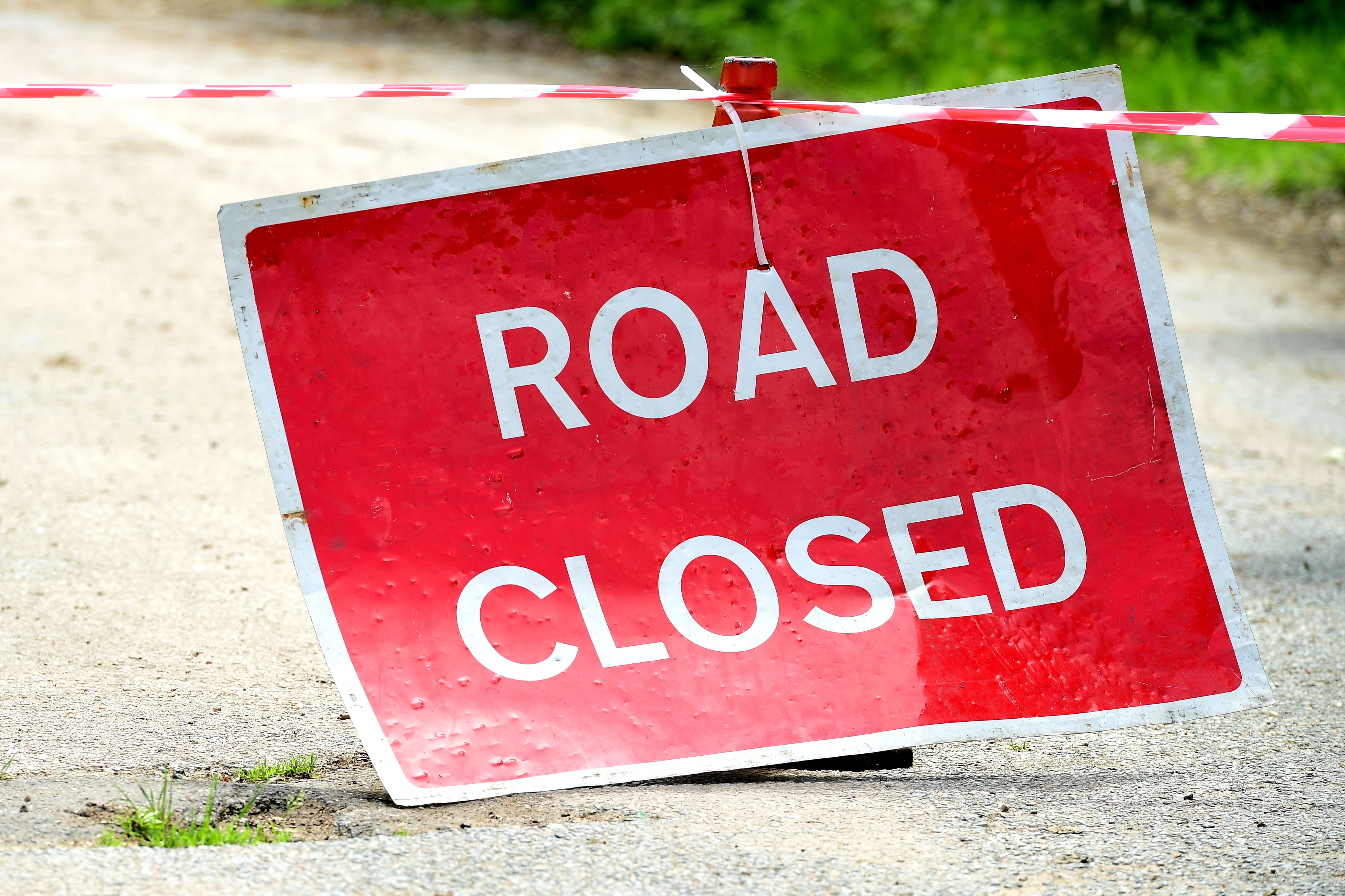 A road closed sign (IAn West/PA)