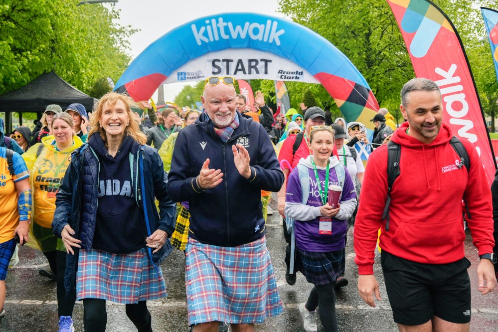 Sir Tom Hunter led the Glasgow Kiltwalk on Sunday (Elaine Livingstone/PA)