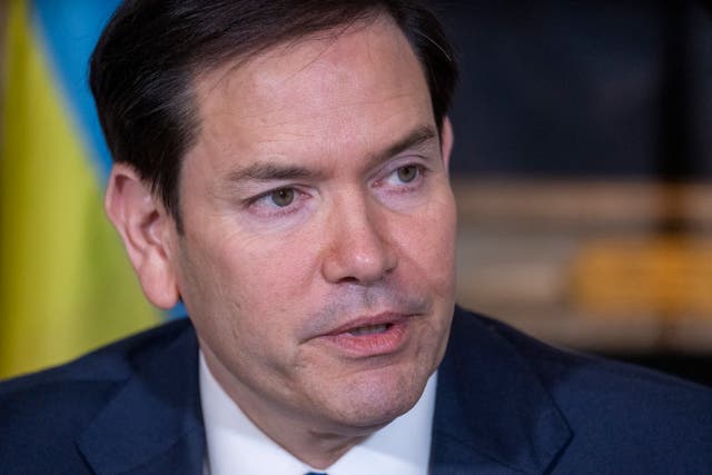 <p>US Secretary of State Marco Rubio speaks as he hosts a Declaration of Principles signing ceremony between Democratic Republic of the Congo Foreign Minister Therese Kayikwamba Wagner and Rwandan Foreign Minister Olivier Nduhungirehe in the Treaty Room of the State Department in Washington, DC, April 25, 2025</p>
