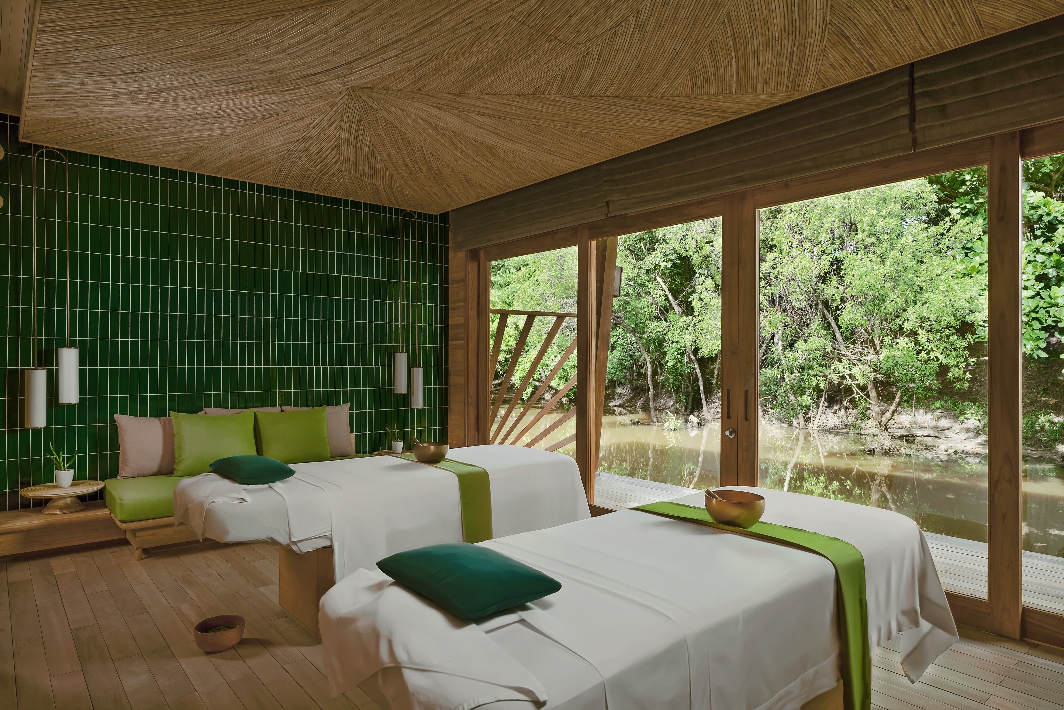 The spa is a series of over-water structures