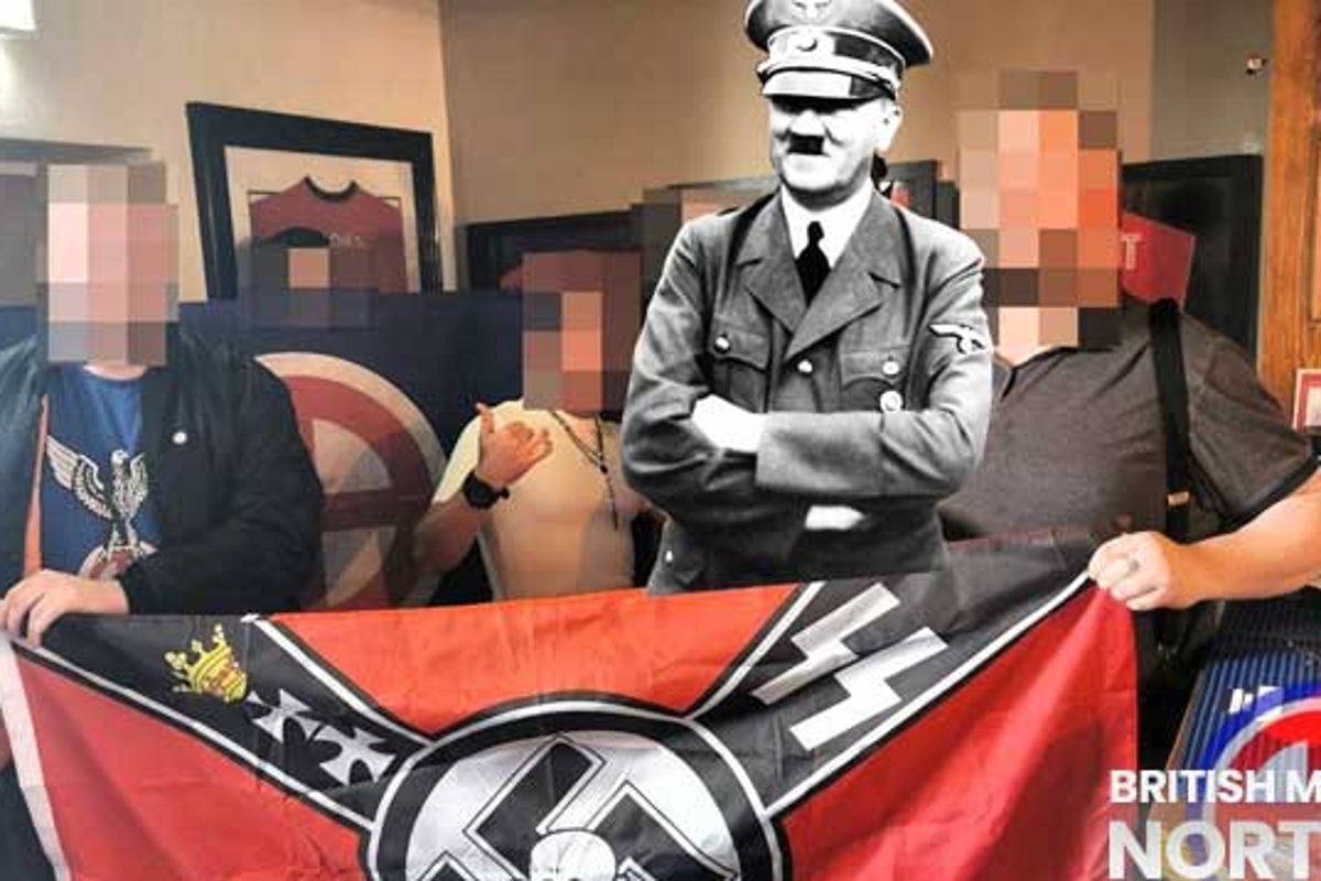 Neo-Nazis celebrate Hitler's birthday with racist flags and swastika cake at pub
