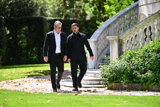 Prime Minister Keir Starmer and President of Ukraine Volodymyr Zelensky met in the garden of The Villa Wolkonsky in Rome, Italy (PA)