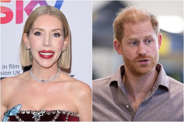 <p>Katherine Ryan (left) and Prince Harry</p>