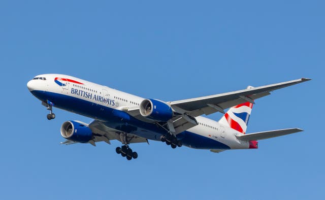 <p>A British Airways Boeing 777</p>