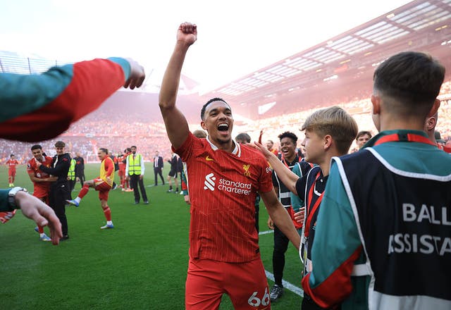 <p>Trent Alexander-Arnold basked in Liverpool’s glory at Anfield</p>
