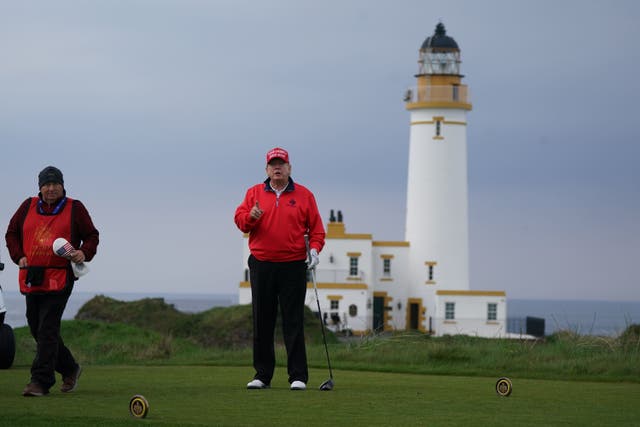 Donald Trump has reportedly pressed for the 2028 Open championship to be held at his Turnberry course (Andrew Milligan/PA)