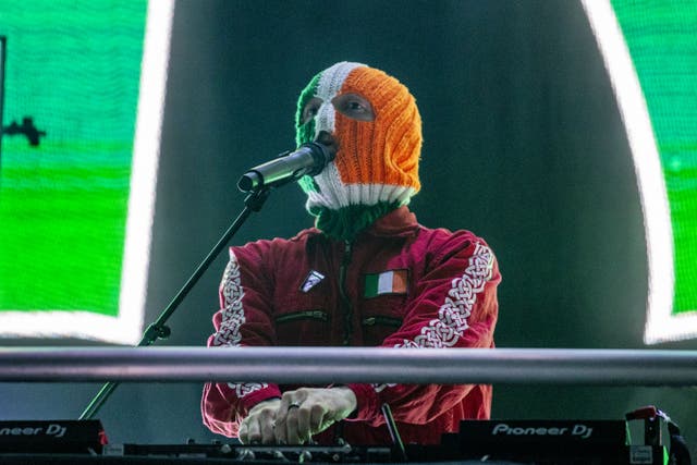 <p>Kneecap performing at the SSE Arena in Belfast</p>