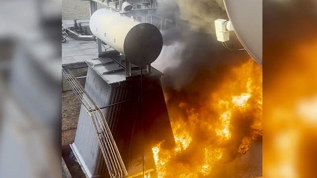 <p>Flames engulf Maida Vale electrical substation in eyewitness video.</p>