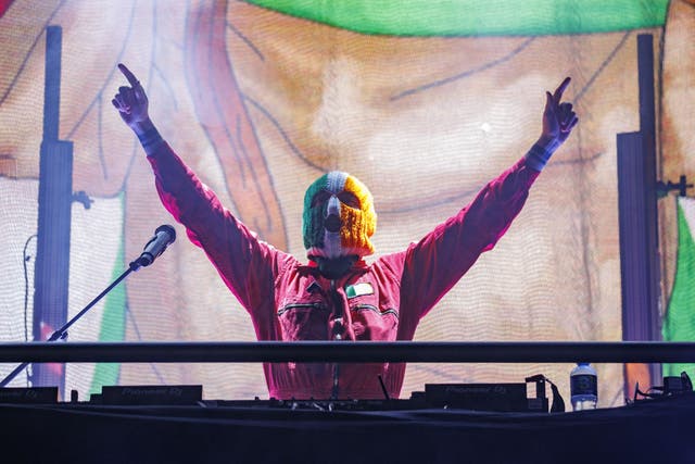 <p>Kneecap performing at the SSE Arena in Belfast (Liam McBurney/PA)</p>