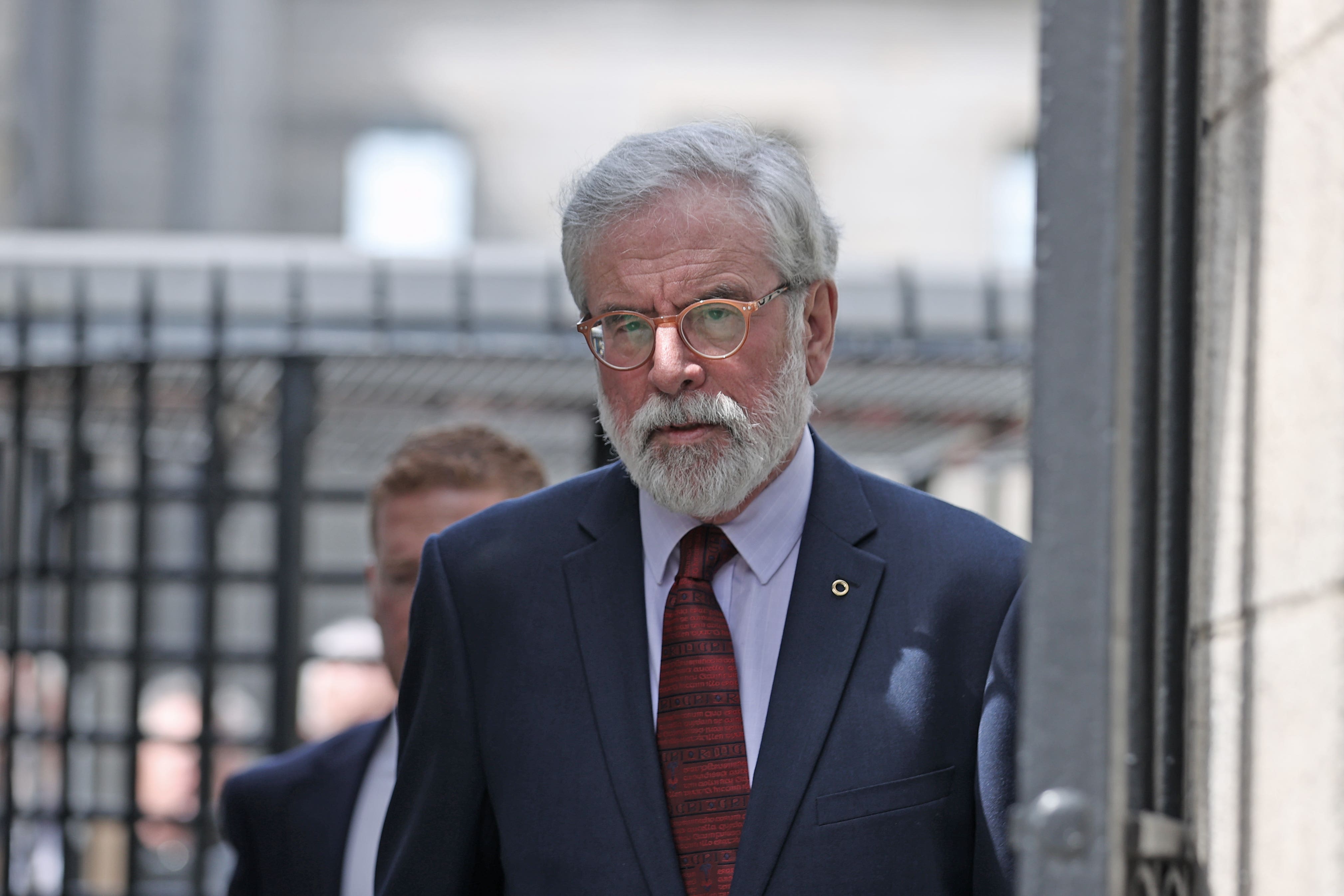 Former Sinn Fein president Gerry Adams outside the High Court in Dublin, where he is bringing a legal action against the BBC over allegations about the murder of an MI5 spy (Liam McBurney/PA)