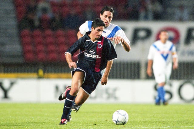 <p>Mikel Arteta during the Intertoto Cup final against Brescia</p>