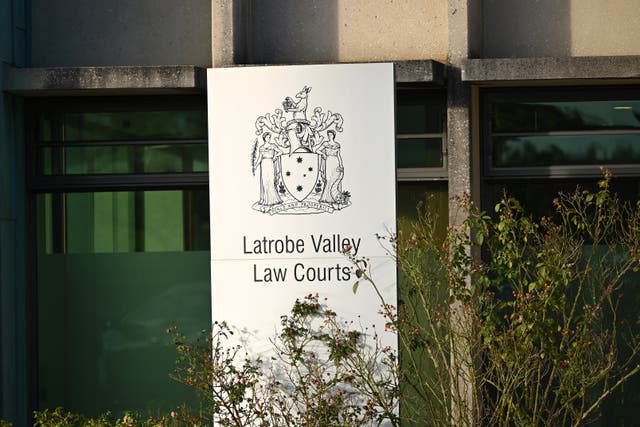 <p>Signage outside the Latrobe Valley Magistrates Court in Morwell, where the trial is being held</p>