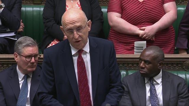 <p>John Healey criticised Farage over his comments about British troops in Ukraine</p>