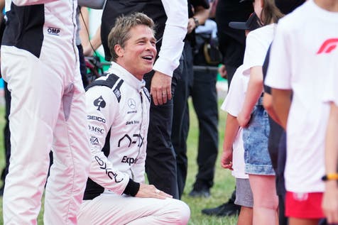 <p>Brad Pitt at Silverstone filming for F1: The Movie</p>