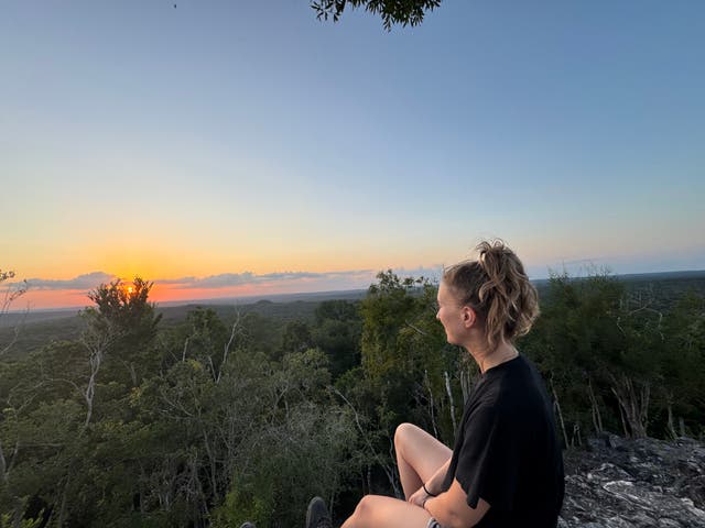 <p>Robyn takes in the views in northern Guatemala's Maya Biosphere Reserve </p>