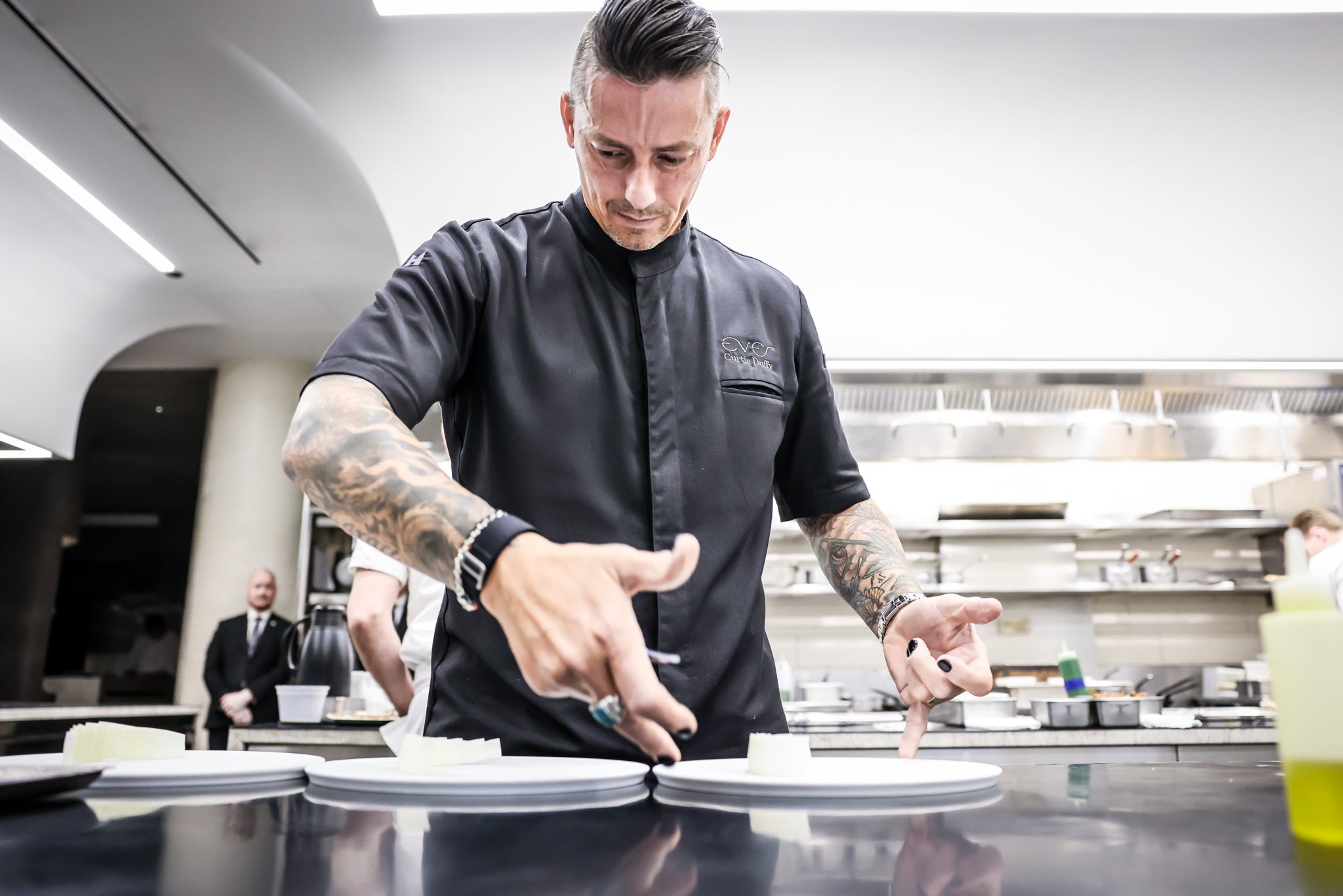 Chef Curtis Duffy hard at work in his Ever kitchen