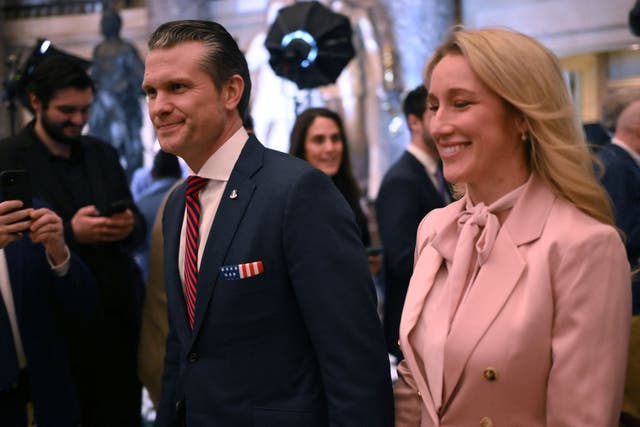 <p>Jennifer Hegseth and her husband, Defense Secretary Pete Hegseth, attend Donald Trump's address to a joint session of Congress in March 2025</p>