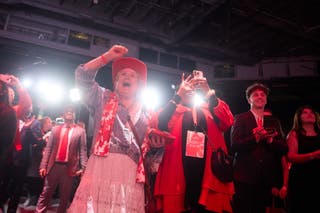Liberal Party supporters react to election results