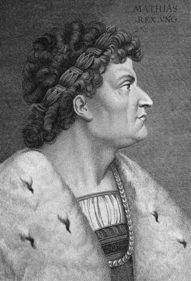 <p>Engraving of the King of Hungary, Matthias Corvinus</p>