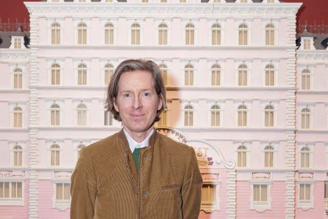 <p>Wes Anderson with the Grand Budapest Hotel model </p>