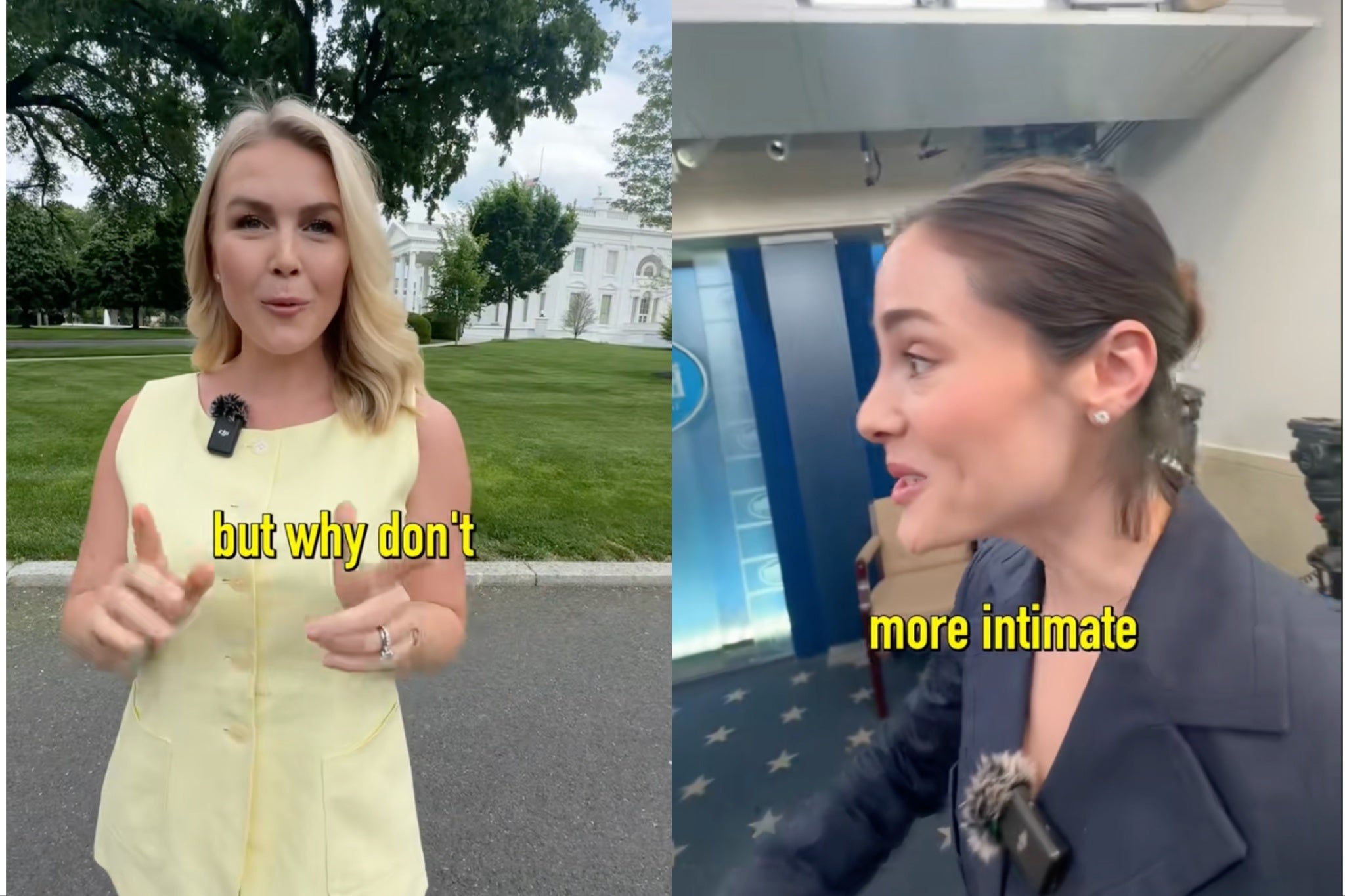 Mackz (right) shared her interview with White House Press Secretary Karoline Leavitt on Wednesday