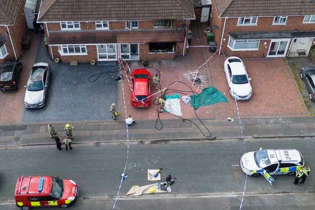 Emergency services at the scene in Plascom Road in Wolverhampton (Jacob King/PA)