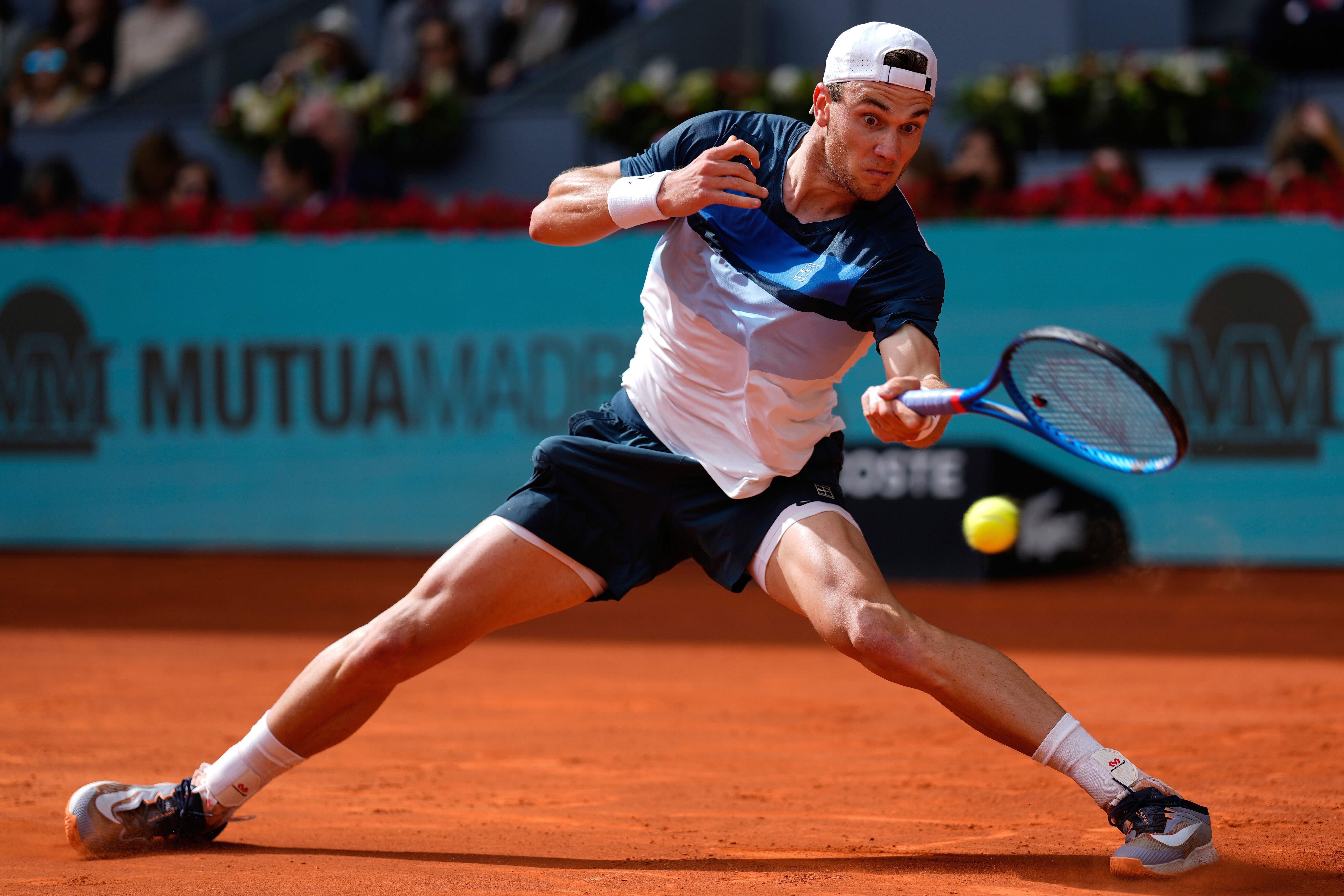 Jack Draper hits a forehand at the Madrid Open (Manu Fernandez/AP)