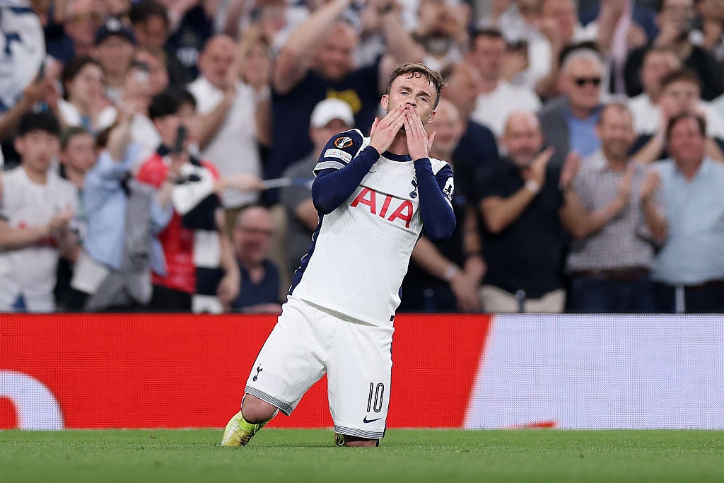 Maddison doubled Tottenham’s lead in the first half of the first leg