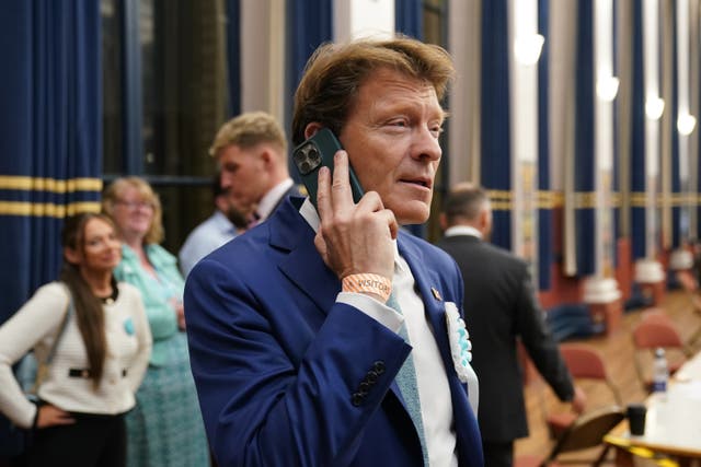 <p>Richard Tice said the results showed a ‘seismic shift’ in British politics (Joe Giddens/PA)</p>