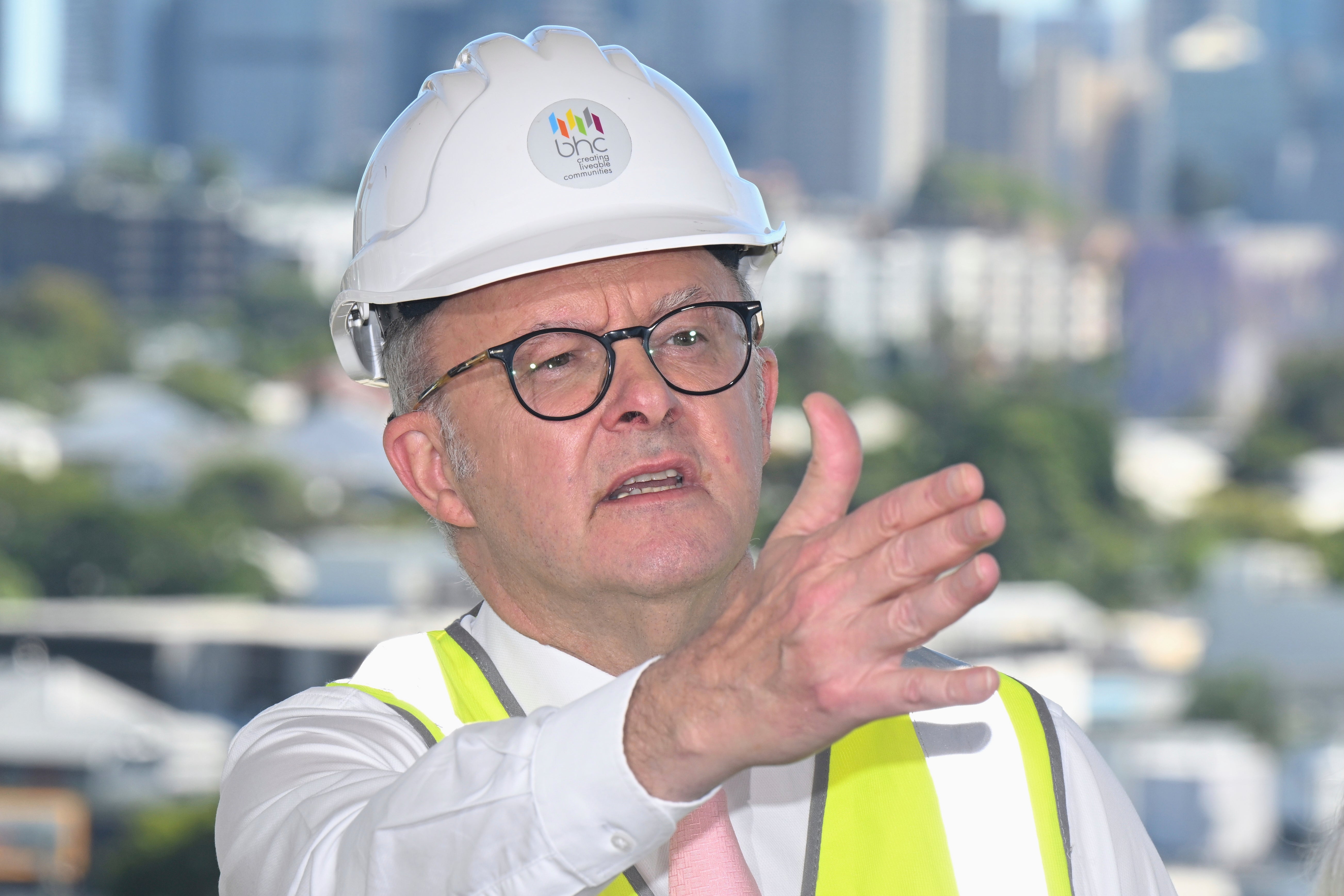 Australian prime minister Anthony Albanese speaks during a visit to a housing project in Stones Corner in the electorate of Griffith in Brisbane, Tuesday, 29 April 2025