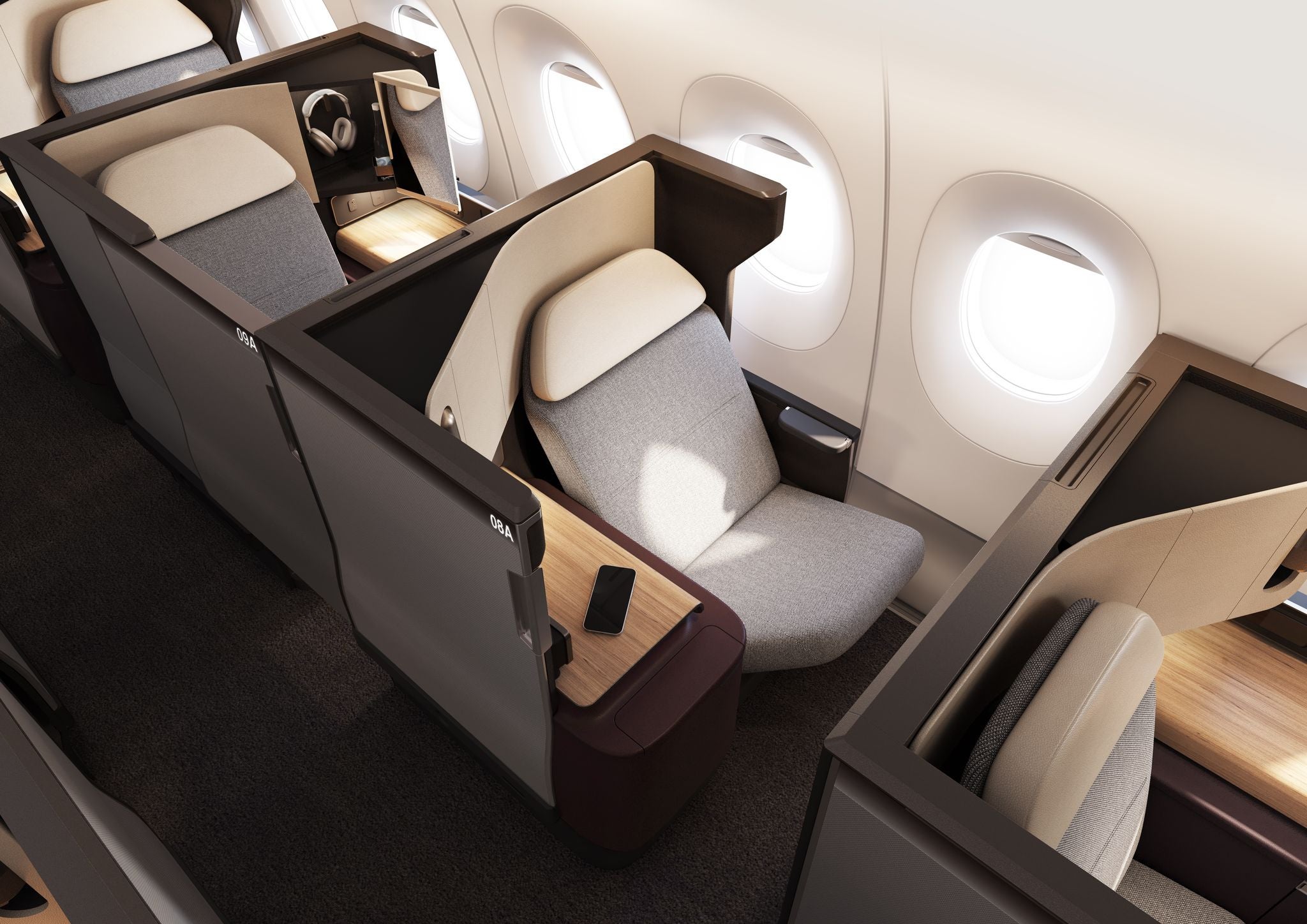 Business class for the world's longest flight features a 25-inch-wide seat - one inch wider than the A380 business-class berth