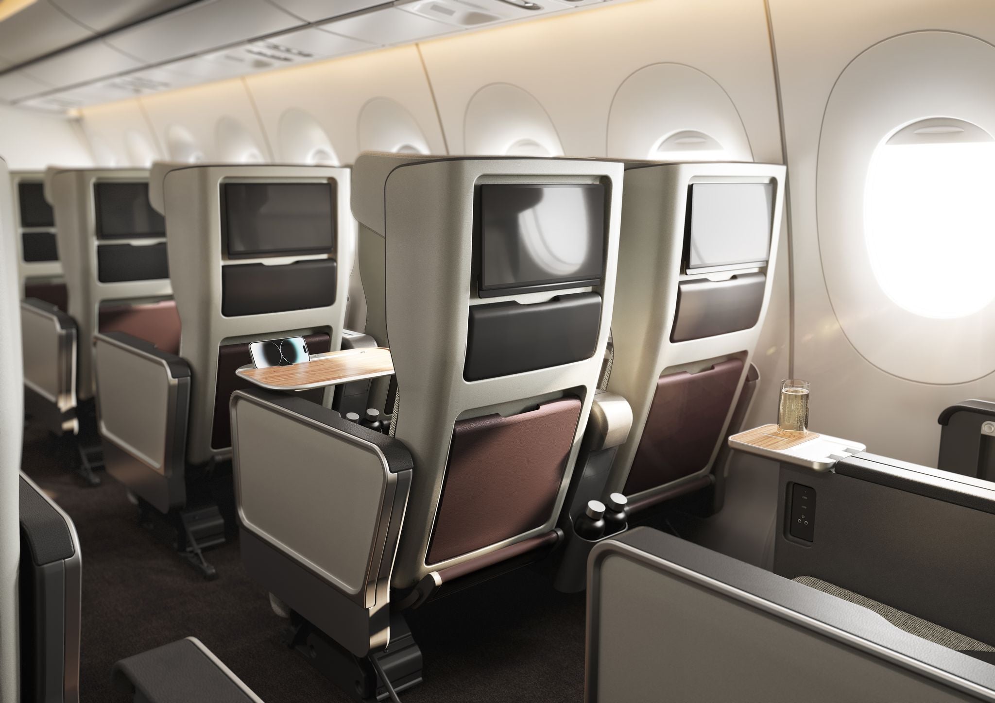 Qantas says that in the brand-new premium-economy cabin, "every detail has been carefully considered"