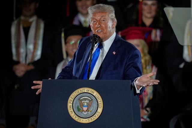 <p>President Donald Trump spoke at the University of Alabama Thursday. He used the chance to bash his usual political enemies while telling the graduates they were entering the ‘golden age of America.’</p>