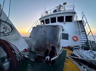 Food supplies blocked to stricken Gaza aid ship hit by drone attack